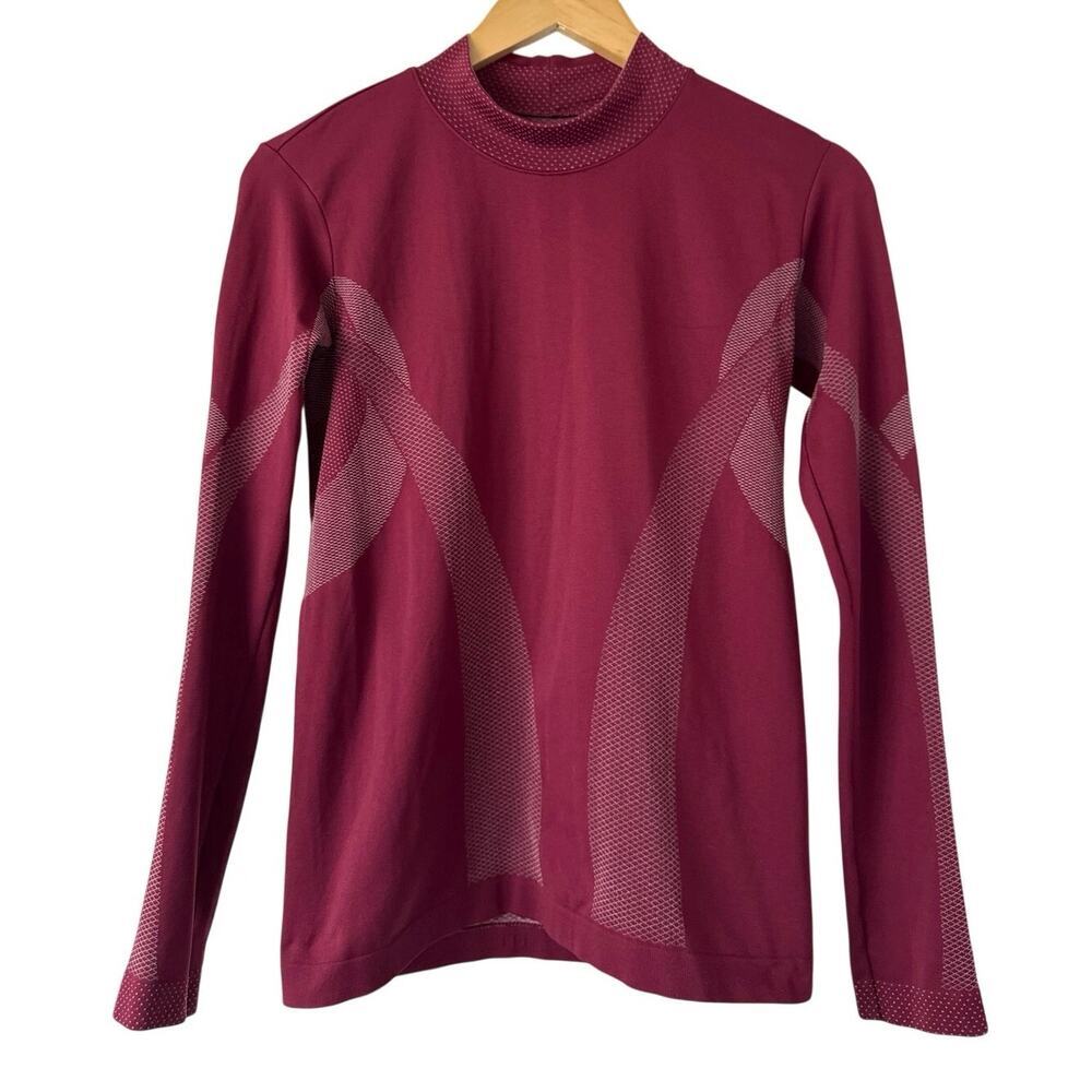 Nike Golf Dri-FIT Mock Neck Long Sleeve Compression Top Women’s M Burgundy